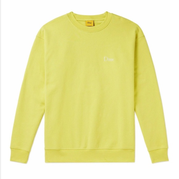 Dime Other - DIME Logo-Embroidered Cotton Jersey Crewneck Pullover Sweatshirt - Yellow
